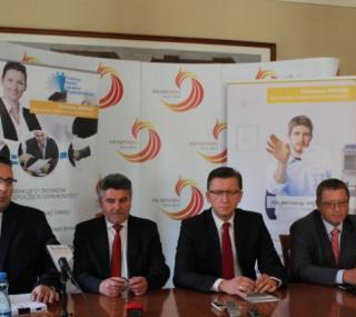 Od lewej: T. Ciesielski, J. Pęcherz, D. Grodziński, W. Marcinkiewicz.