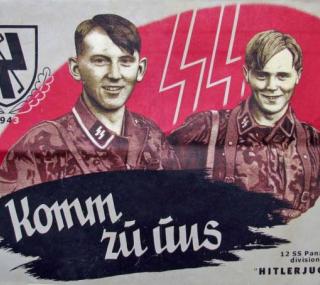 hitlerowski plakat zachęcający niemiecką młodzież do wstępowania w szeregi 12. Dyw. Pancernej SS HitlerJugend